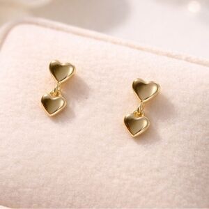 Gold Heart Drop Earrings